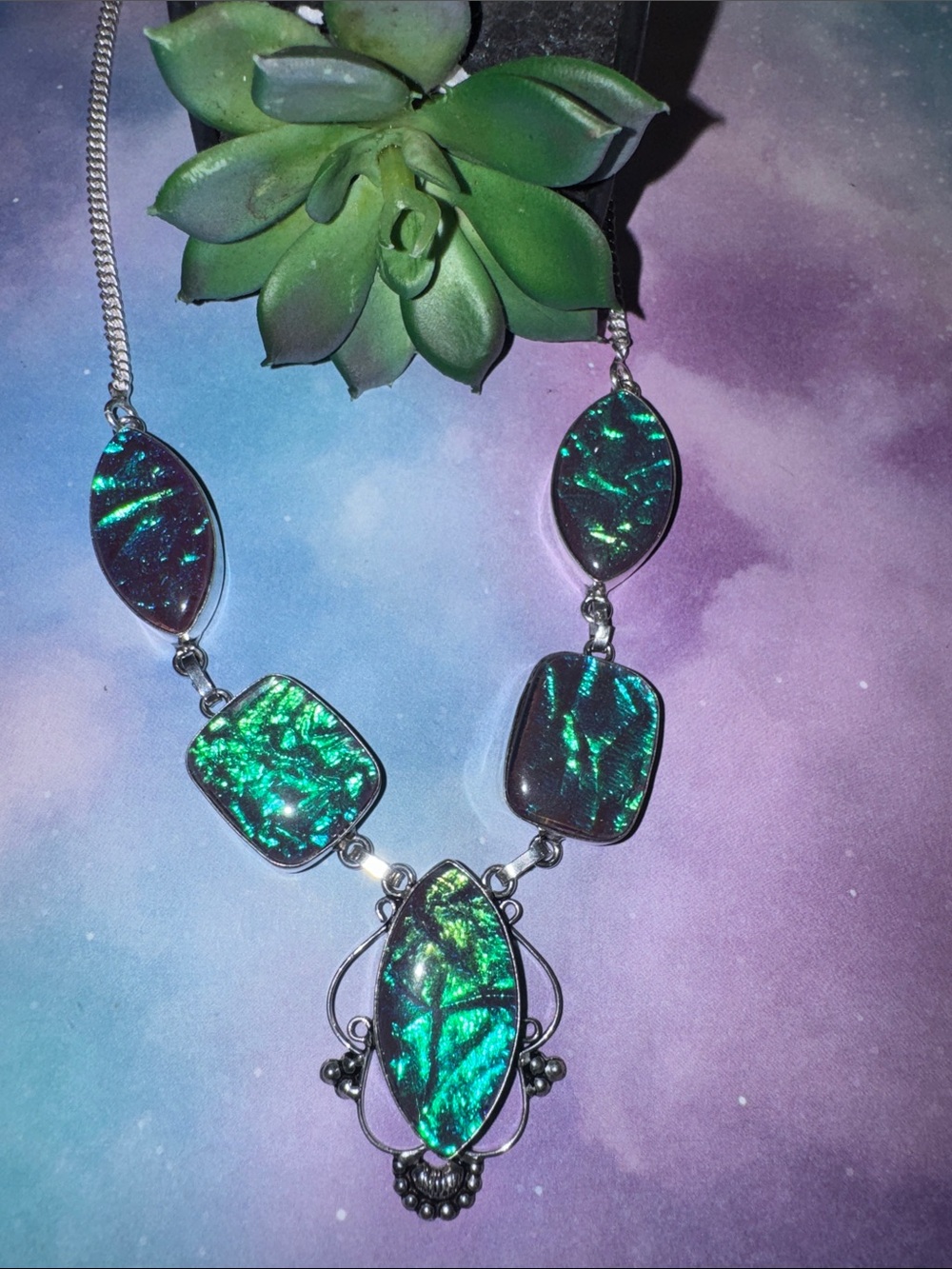 Silver Triplet Opal Necklace